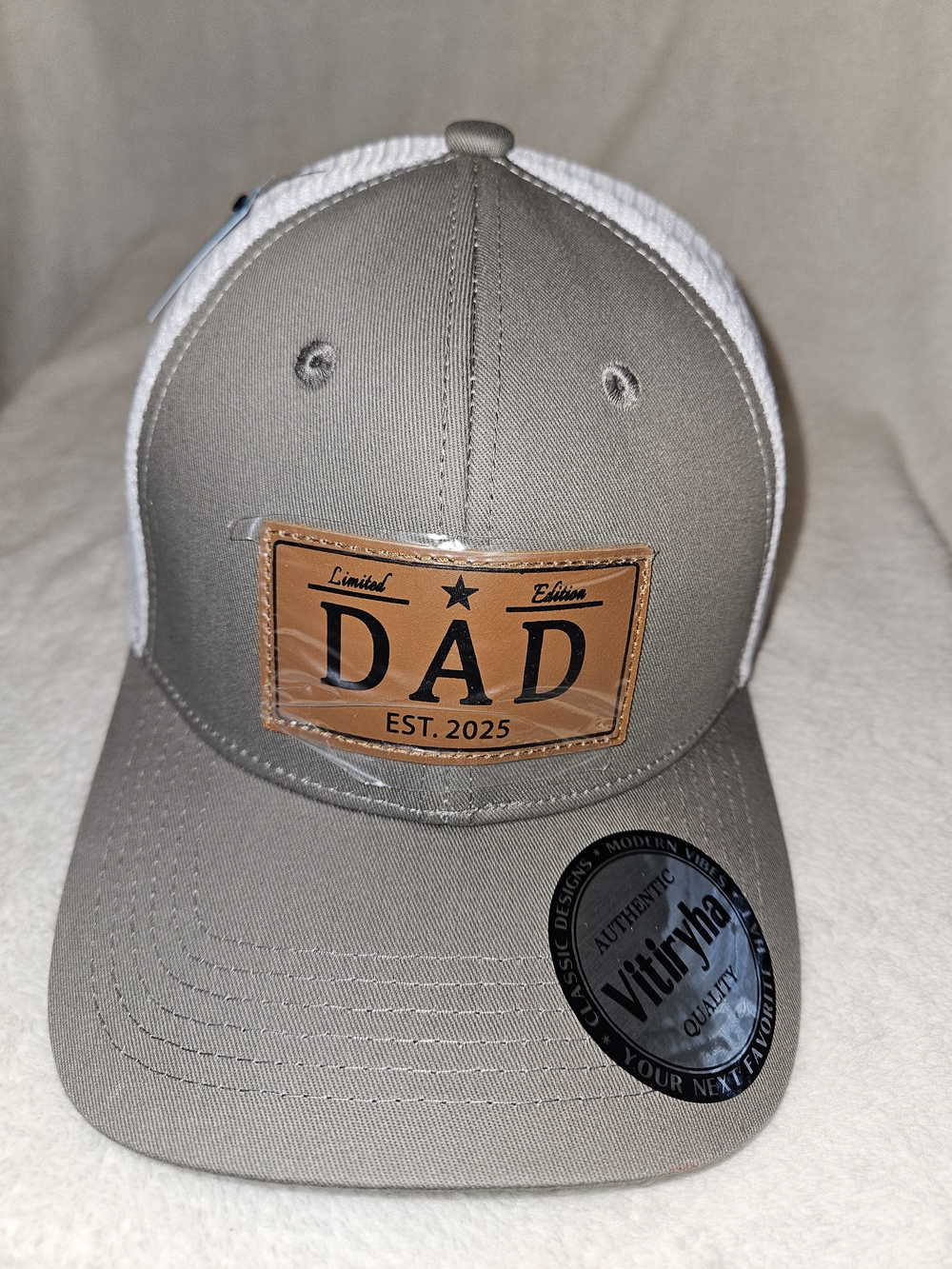 2025 LIMITED EDITION DAD Patch Trucker Hat in Olive and White